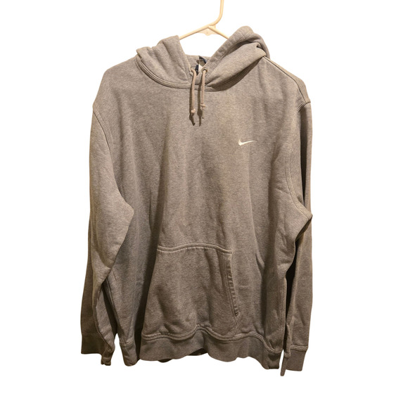 Nike Hoodie Mens 2XL Gray Swoosh Pullover Drawstring Kangaroo Pocket Athletic - Picture 1 of 3
